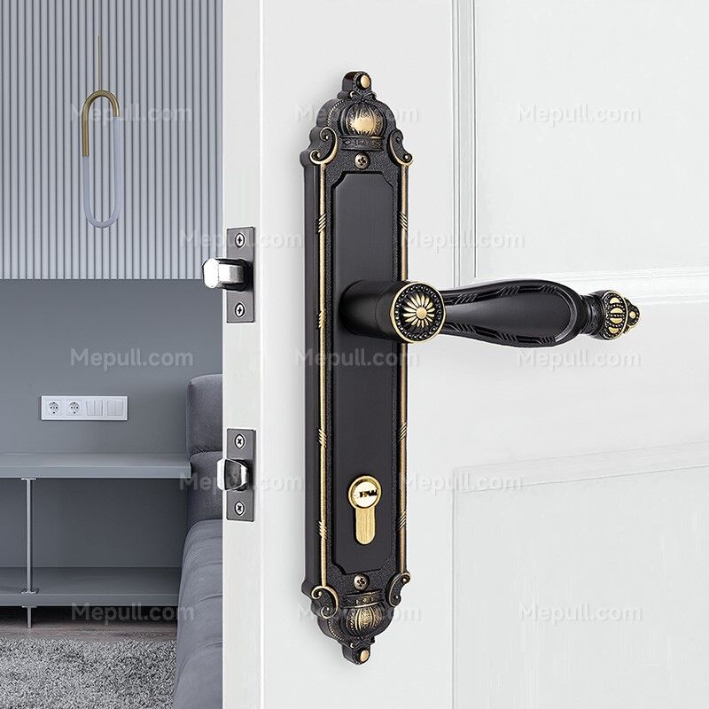 Black Door Handle Lever on Backplate 85352-9352-2 Black Door Handle Lever on Backplate 85352 9352 2